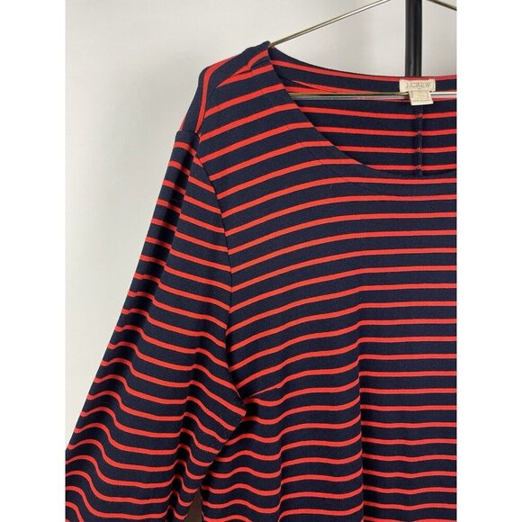 J. Crew Factory Red Blue Stripe Maritime Nautical Long Sleeve Dress Size XL - Picture 3 of 6